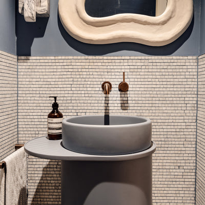 Bowl Cylinder with Tray in Sky Grey – Powder room