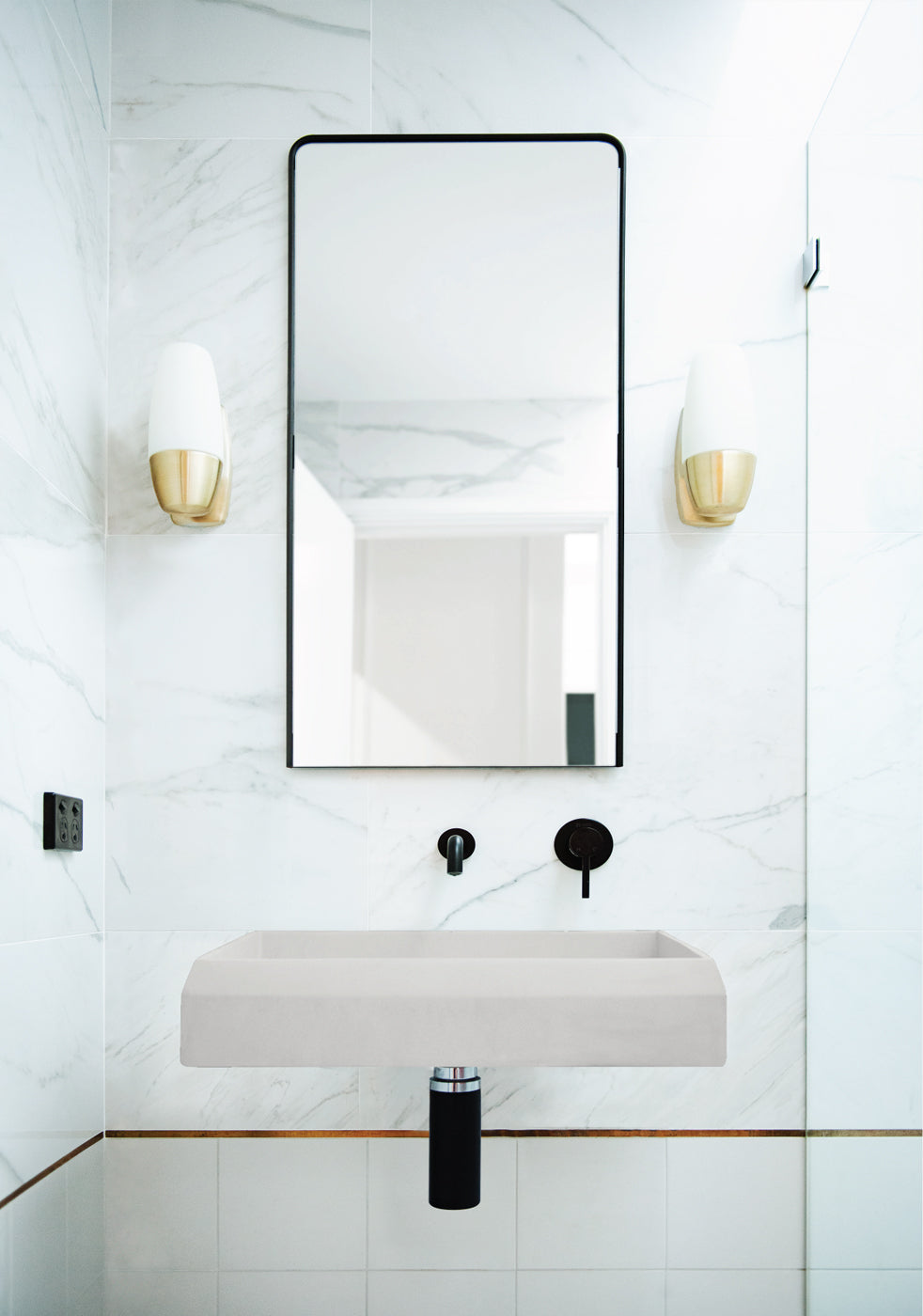 Prism Rectangle Basin - Wall Hung (Morning Mist)