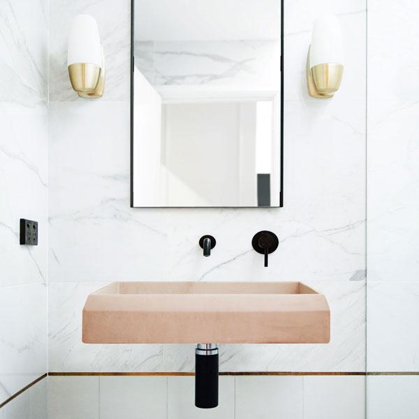Prism Rectangle Basin - Wall Hung (Pastel Peach)